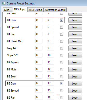 Step 07 - Setup the MB-7 Mixer's MIDI input so that the gain for each band receives the output gain events configured on the MB-5 Dynamix plug-in Step 07 - Setup the MB-7 Mixer's MIDI input so that the gain for each band receives the output gain events configured on the MB-5 Dynamix plug-in